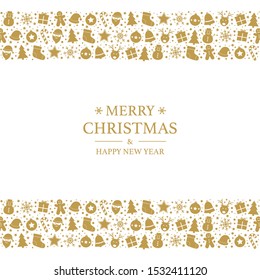 Christmas postcard with Xmas pattern and wishes. Vector