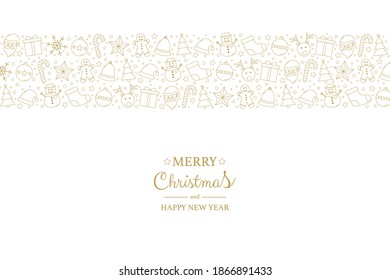 Christmas postcard with Xmas pattern and wishes. Vector