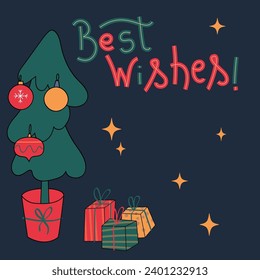 Christmas postcards with cute doodle elements. Simple Xmas cliparts for the your designs. Holiday decorations elements.
