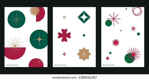 Christmas Postcards Set Winter Cards Snow shapes elements