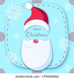 Christmas postcardwith santa's face. Vector banner EPS10