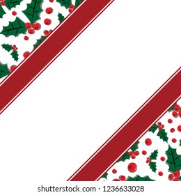 Christmas poster background : mistletoe themed with diagonal copy space in square illustration in vector..