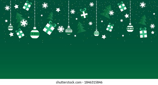 Christmas poster background. Christmas promotion poster template with christmas decorations and happy new year concept. with place for text.