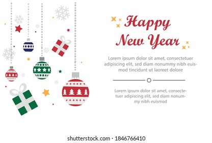 Christmas poster background. Christmas promotion poster template with christmas decorations and happy new year concept. with place for text.