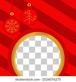 Christmas poster with ball ornaments, free copy space area. design for greeting card, banner, social media, web.