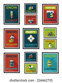 Christmas poster banner design flat background set, eps10