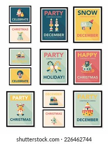 Christmas poster banner design flat background set, eps10
