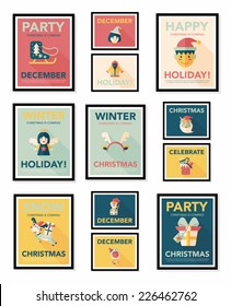 Christmas poster banner design flat background set, eps10