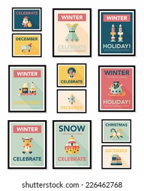 Christmas poster banner design flat background set, eps10