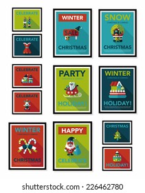 Christmas poster banner design flat background set, eps10