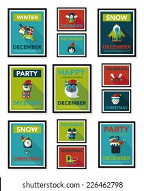 Christmas poster banner design flat background set, eps10