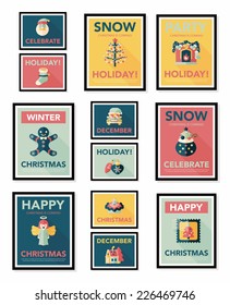 Christmas poster banner design flat background set, eps10