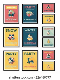 Christmas poster banner design flat background set, eps10