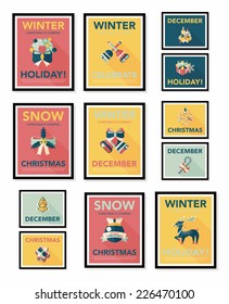 Christmas poster banner design flat background set, eps10