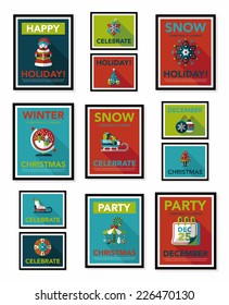 Christmas poster banner design flat background set, eps10