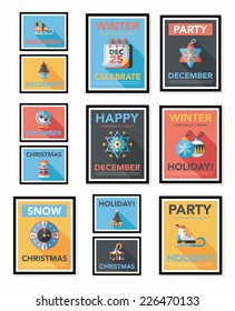 Christmas poster banner design flat background set, eps10