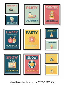 Christmas poster banner design flat background set, eps10