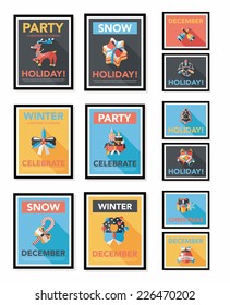 Christmas poster banner design flat background set, eps10