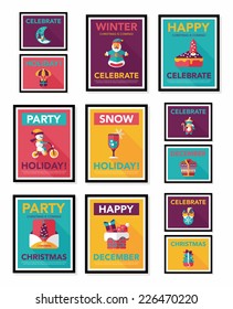 Christmas poster banner design flat background set, eps10