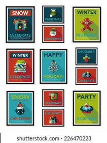 Christmas poster banner design flat background set, eps10