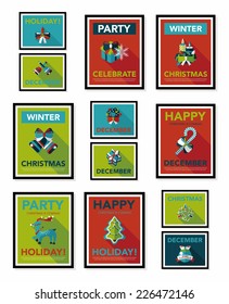 Christmas poster banner design flat background set, eps10