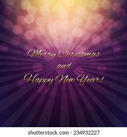 Christmas Poster With Bokeh With Gradient Mesh, Vector Illustration