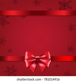 Christmas Poster With Bow With Gradient Mesh, Vector Illustration
