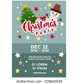 christmas poster brown snowman and tree