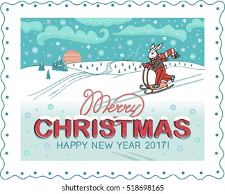 Christmas poster with Bunny in vector graphic images