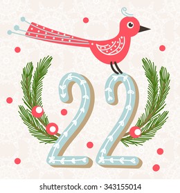 Christmas poster. Colorful Christmas Advent Calendar | Countdown to Christmas | 22