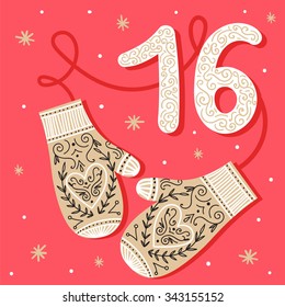 Christmas poster. Colorful Christmas Advent Calendar | Countdown to Christmas | 16