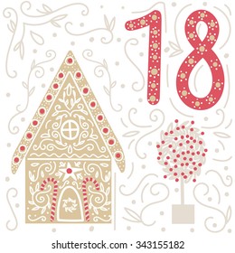 Christmas poster. Colorful Christmas Advent Calendar | Countdown to Christmas | 18