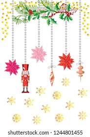 Christmas Poster Decorations with Toys.Vector Illustration