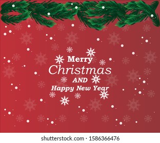 Christmas poster with fir branches on a red background. place for your text