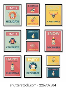 Christmas poster flat banner design flat background set, eps10