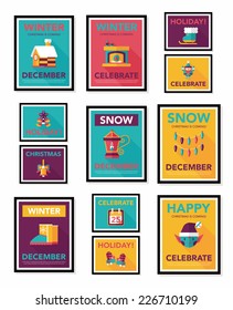 Christmas poster flat banner design flat background set, eps10