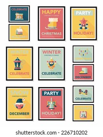 Christmas poster flat banner design flat background set, eps10