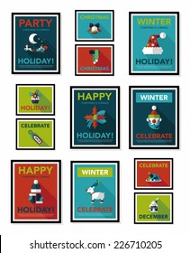 Christmas poster flat banner design flat background set, eps10