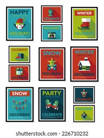 Christmas poster flat banner design flat background set, eps10