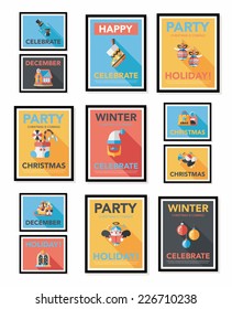 Christmas poster flat banner design flat background set, eps10