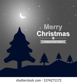 Christmas poster gray background. Vector illustration.