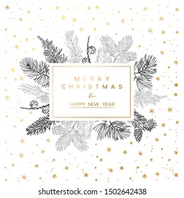Christmas Poster - Illustration. Vector illustration of Christmas Background with branches of christmas tree.