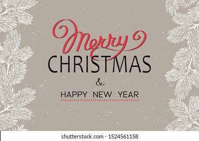 Christmas Poster - Illustration. Vector illustration of Christmas Background with branches of christmas tree.