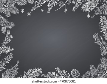 Christmas Poster - Illustration. Vector illustration of Christmas Background with branches of christmas tree.