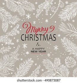 Christmas Poster - Illustration. Vector illustration of Christmas Background with branches of christmas tree.