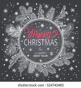 Christmas Poster - Illustration. Vector illustration of Christmas Background with branches of christmas tree.