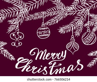 Christmas Poster - Illustration. Vector illustration of Christmas Background with branches of christmas tree