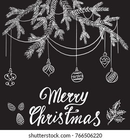 Christmas Poster - Illustration. Vector illustration of Christmas Background with branches of christmas tree