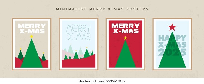 Cartel de Navidades, Diseño minimalista, Vector, Cartel de pared, 2025