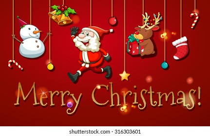 Christmas poster with ornaments illustration